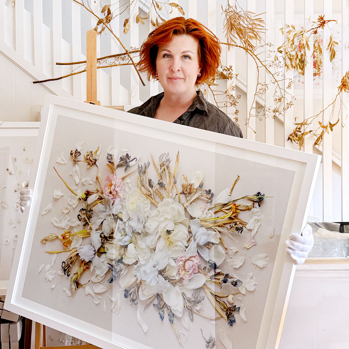 Irises On Beige #17 of 25 | A0 White Frame