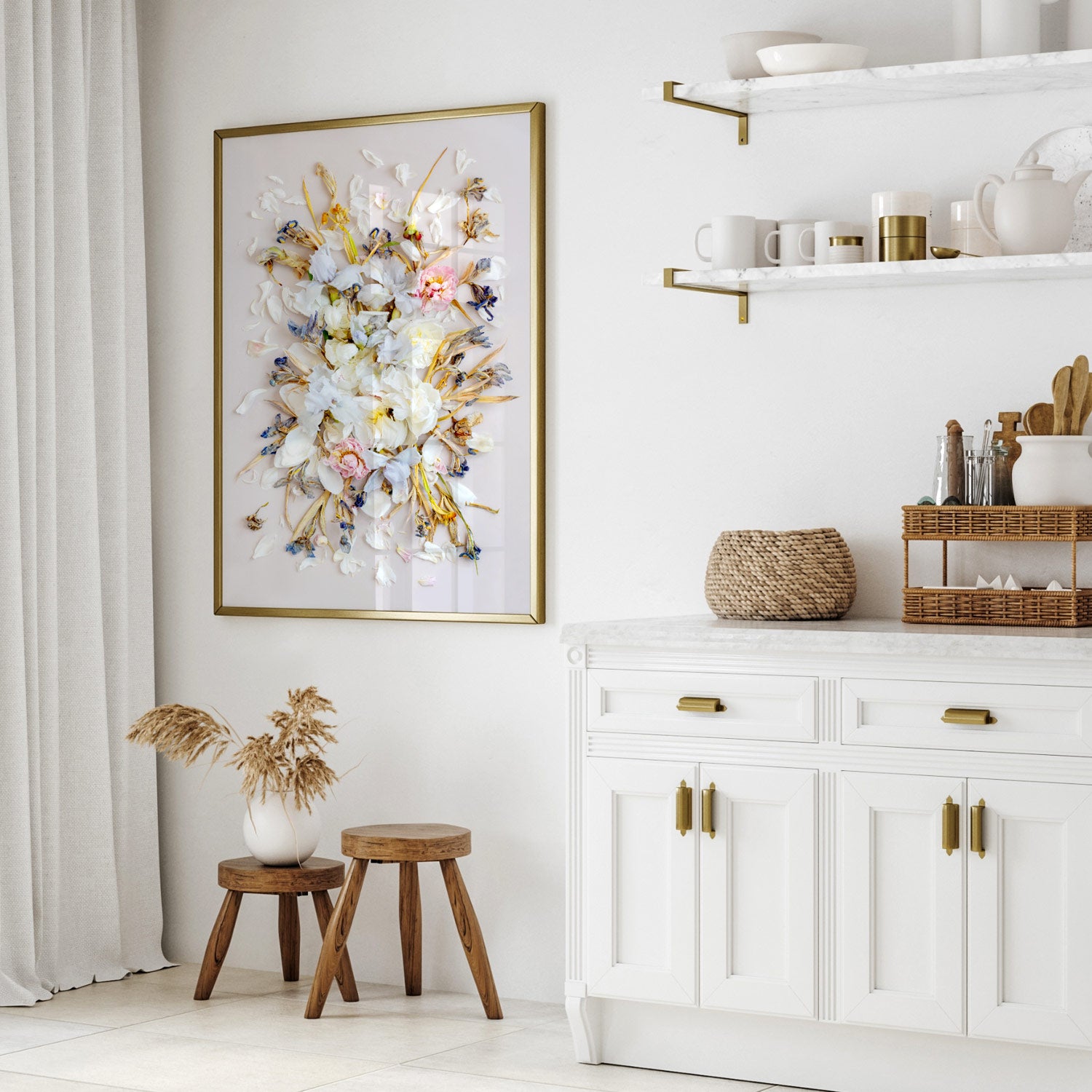 Irises On Beige #5 of 25 | A2 White Frame