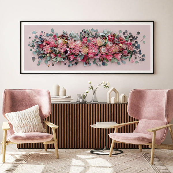 Proteas Mix Pano #5 of 25 | 83 x 33 cm in Black - Eclectic Botanica