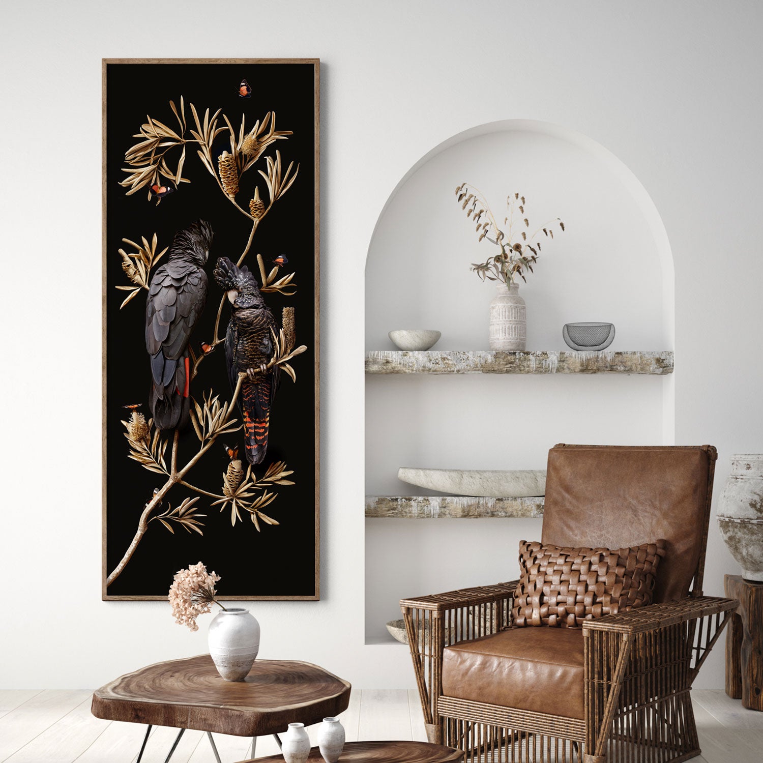 Red-tailed Cockatoos on Banksia