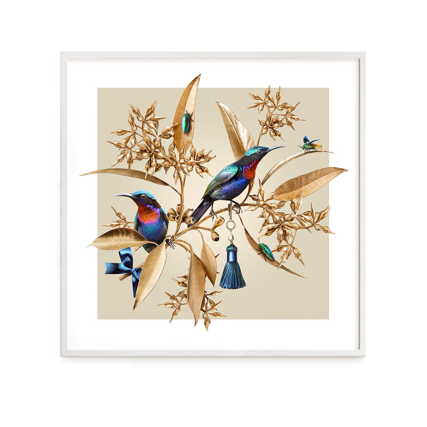 Sunbirds on Gold #4 of 25 | White Frame